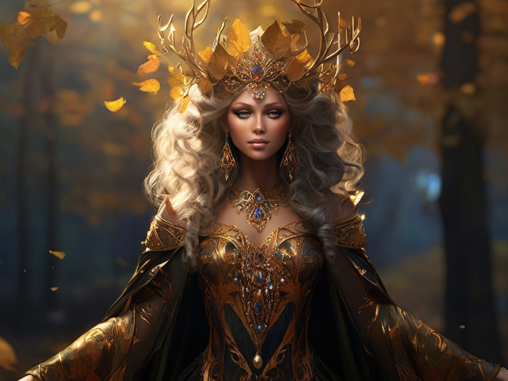 Default_A_gilded_wild_witch_her_flowing_golden_robes_reminisce_1