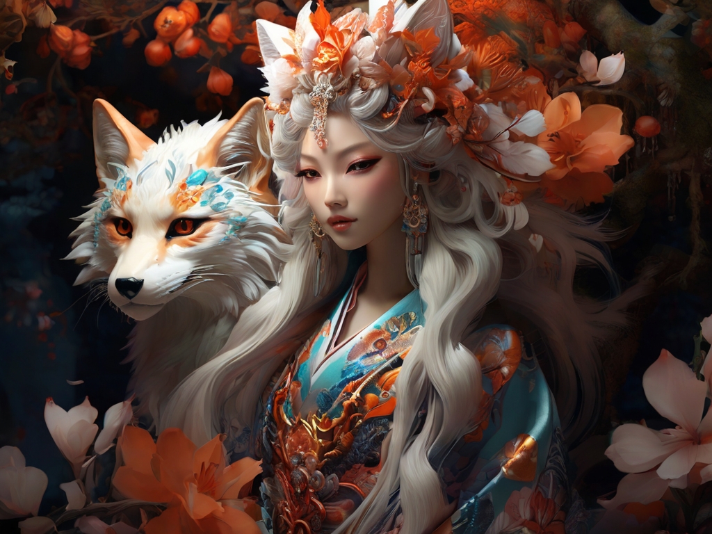 Default_A_resplendently_adorned_kitsune_princess_her_nine_tail_1