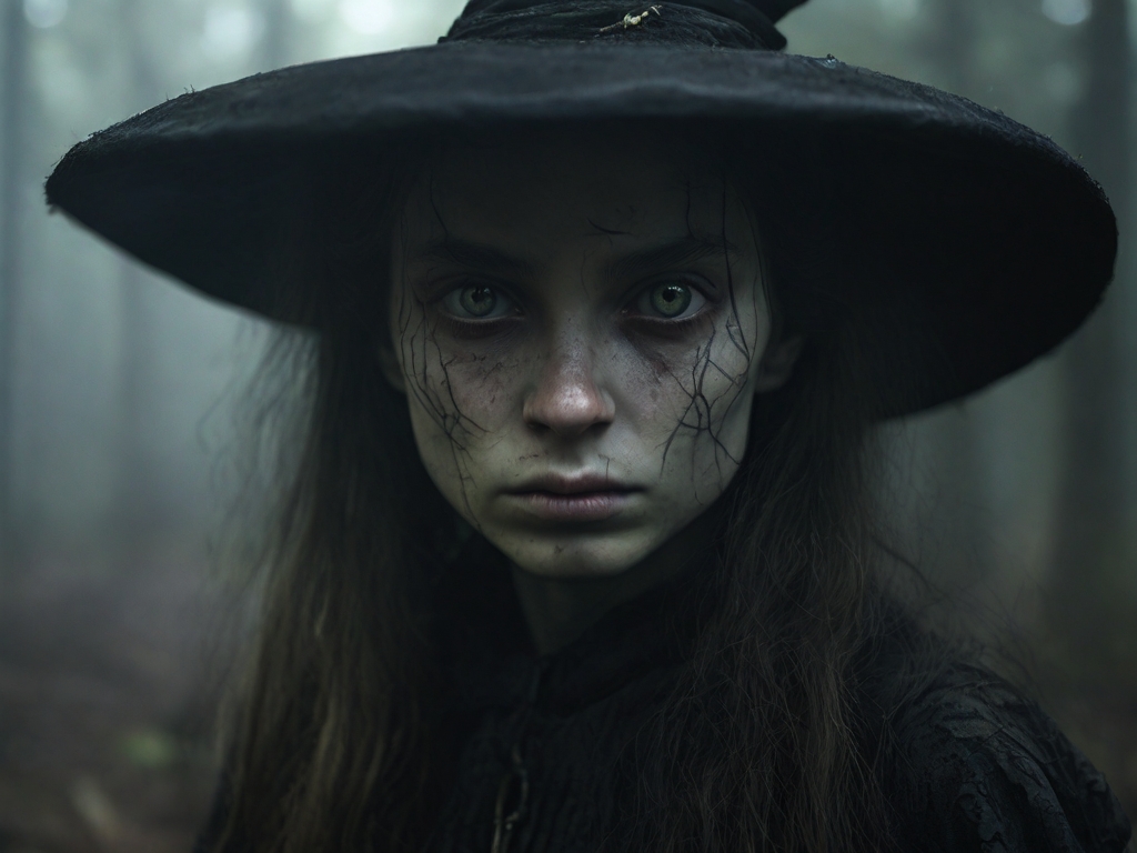 Default_An_eerily_enhanced_witch_her_features_distorted_and_ot_1