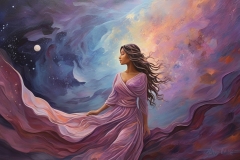 Default_A_shimmering_mauvetinted_figure_gazes_starryeyed_into_1