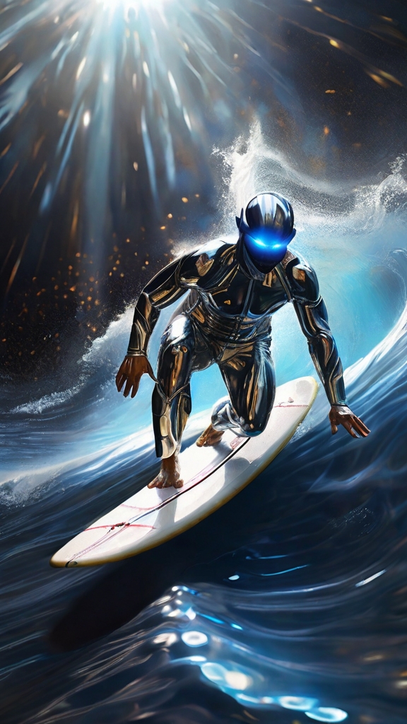 Default_A_shimmering_figure_rides_the_waves_of_a_pulsar_his_sl_0