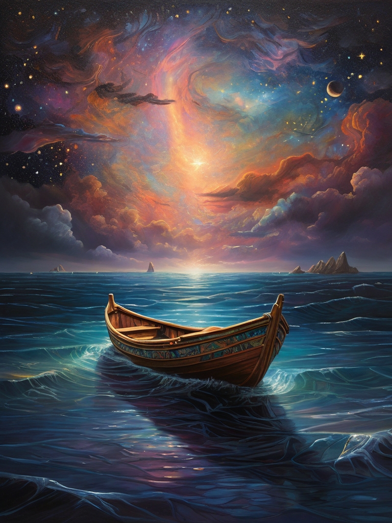 Default_A_whimsically_shimmering_skiff_its_hull_decorated_with_1